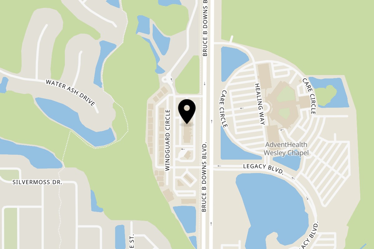 Map showing the location of Eight Turn Crepe Tampa on 2653 Bruce B Downs Blvd STE 116 in Wesley Chapel